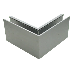 PSG U-profiel hoekstuk buiten voor volledig glazen balustrades 200×120×45 mm – aluminium satijn