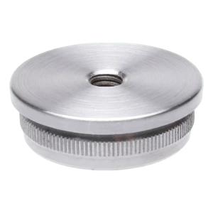 Indrukbare ronde afsluitdop voor buis 42,4 mm met M8 schroefdraad – roestvrijstaal satijn