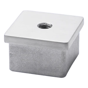 Vlakke indrukbare eindkap voor profiel 40x40 mm met M8 schroefdraad, AISI 304 satijn