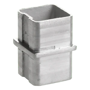 Rechte ingelijmde connector voor leuningprofiel 40x40 mm – RVS AISI 304 satijn