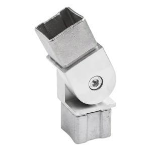 Scharnierende balustradebocht 90°–180° voor profiel 40x40x2 mm – roestvrij staal AISI 304 satijn