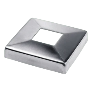 Vierkante afdekrozet voor balustrade 108×108 mm voor profiel 40×40 – roestvrijstaal, glanzend