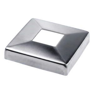 Vierkante afdekrozet 108×108 mm voor balustradeprofiel 40×40 – roestvrij staal AISI 316 satijn