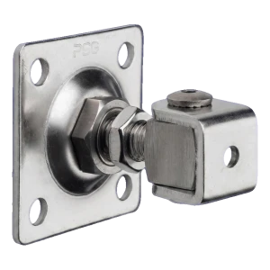 PSG verstelbaar poorthengsels M16 AISI304 met schild 80×80 mm – ruw